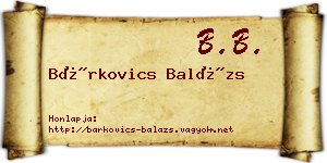 Bárkovics Balázs névjegykártya
