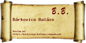 Bárkovics Balázs névjegykártya